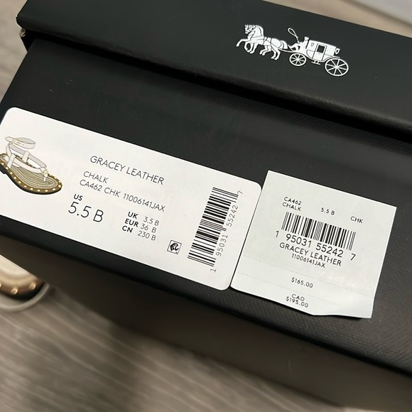 Coach Gracey Sandal - Leather (color - Chalk)  size 5.5B - Picture 2 of 4